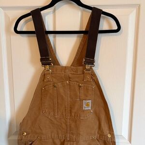 Carhartt Brown Duck Bib Overalls with Dark Brown Straps